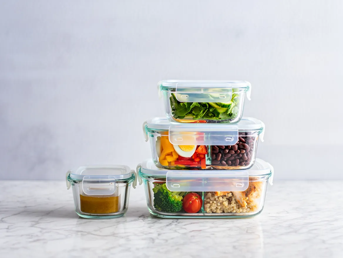 Meal prep container set for organized food storage